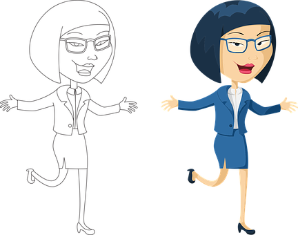 Animated Businesswoman Character Comparison PNG