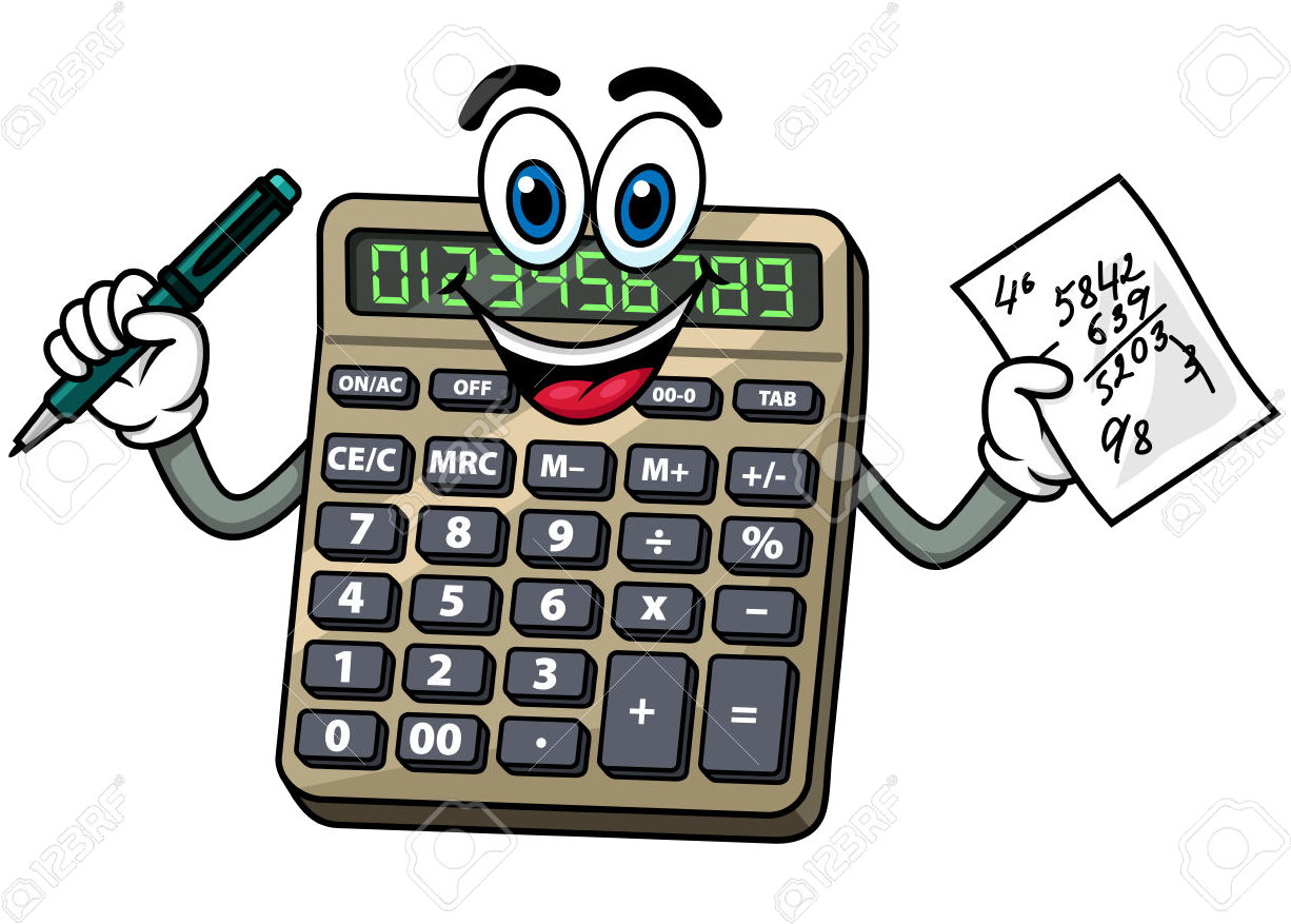 Animated Calculator Character Holding Penand Note PNG