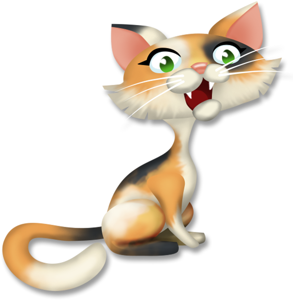 Animated Calico Cat Sitting PNG