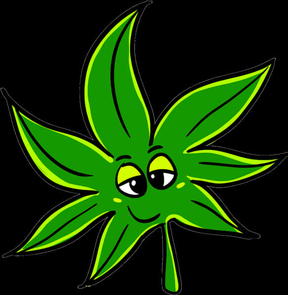 Animated Cannabis Leaf Character PNG