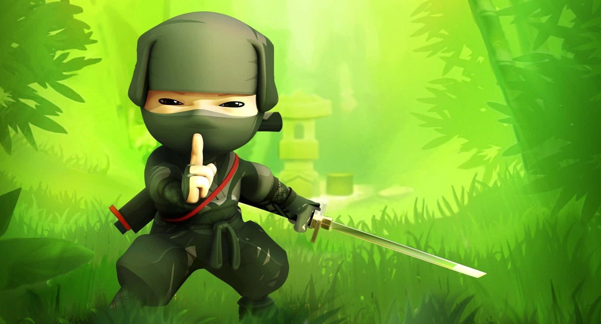 A Ninja In A Forest With A Sword