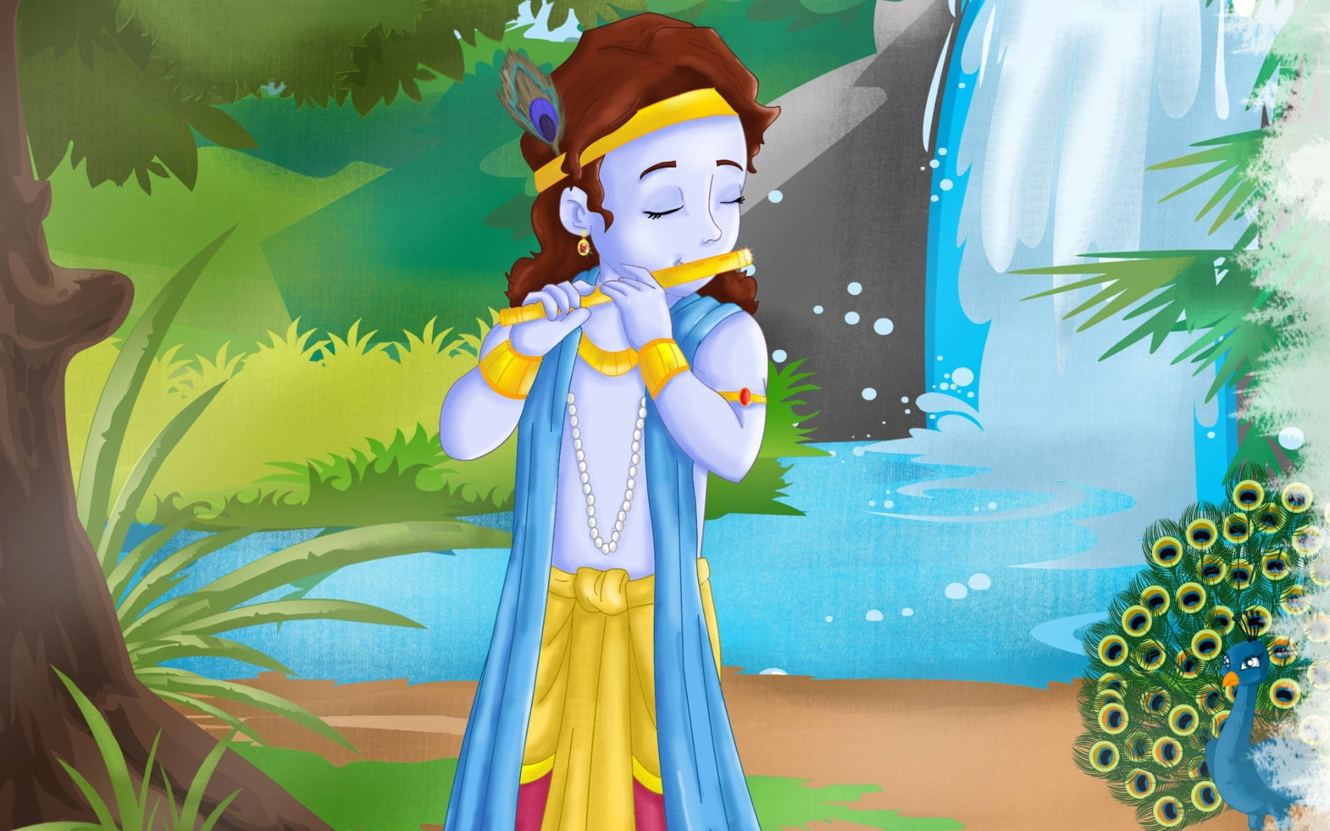 Download Animated Cartoon Krishna Wallpaper 