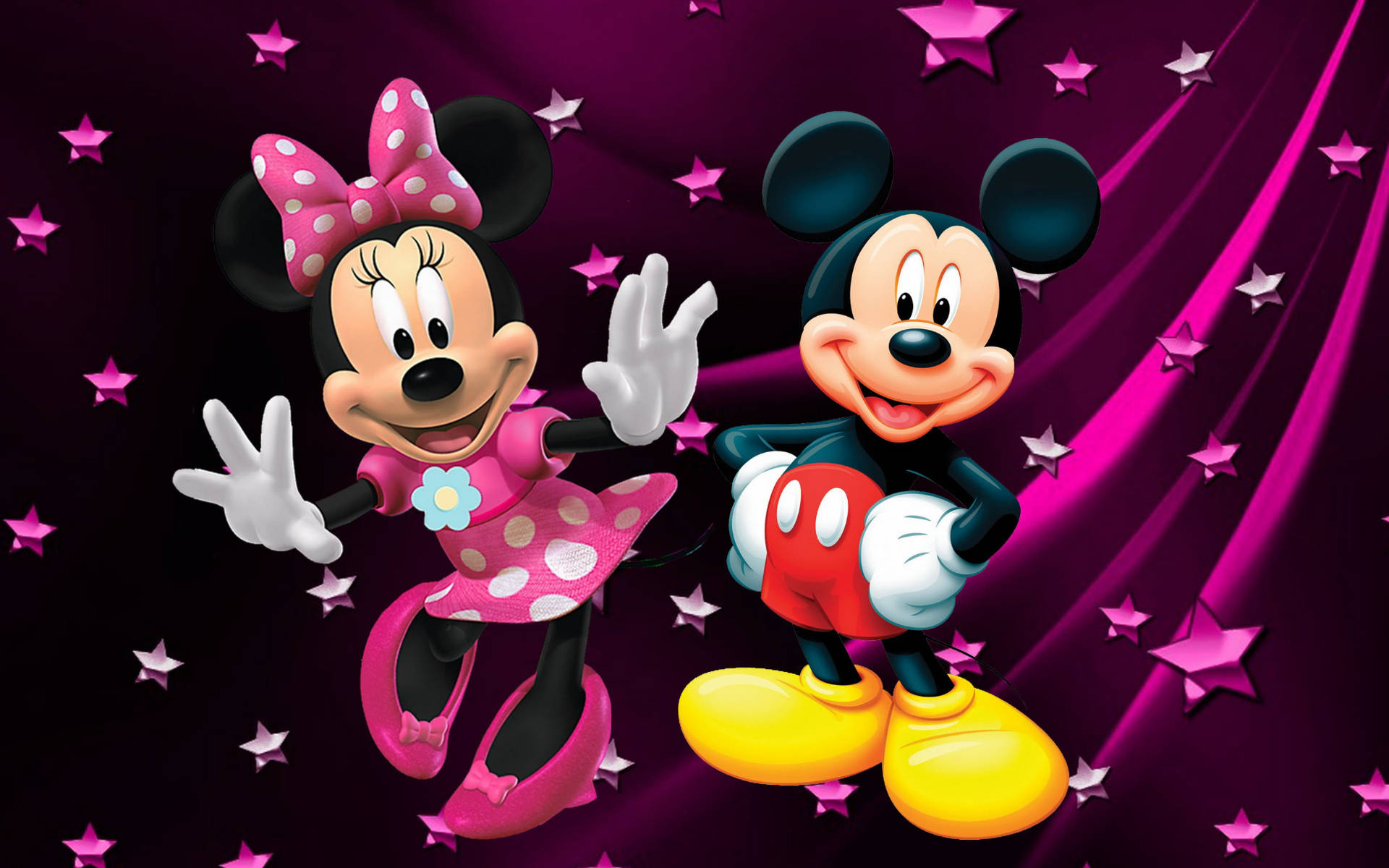 Animated Cartoon Mickey And Minnie Mouse Wallpaper