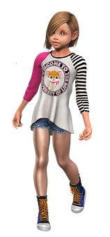 Animated Casual Girl Character PNG