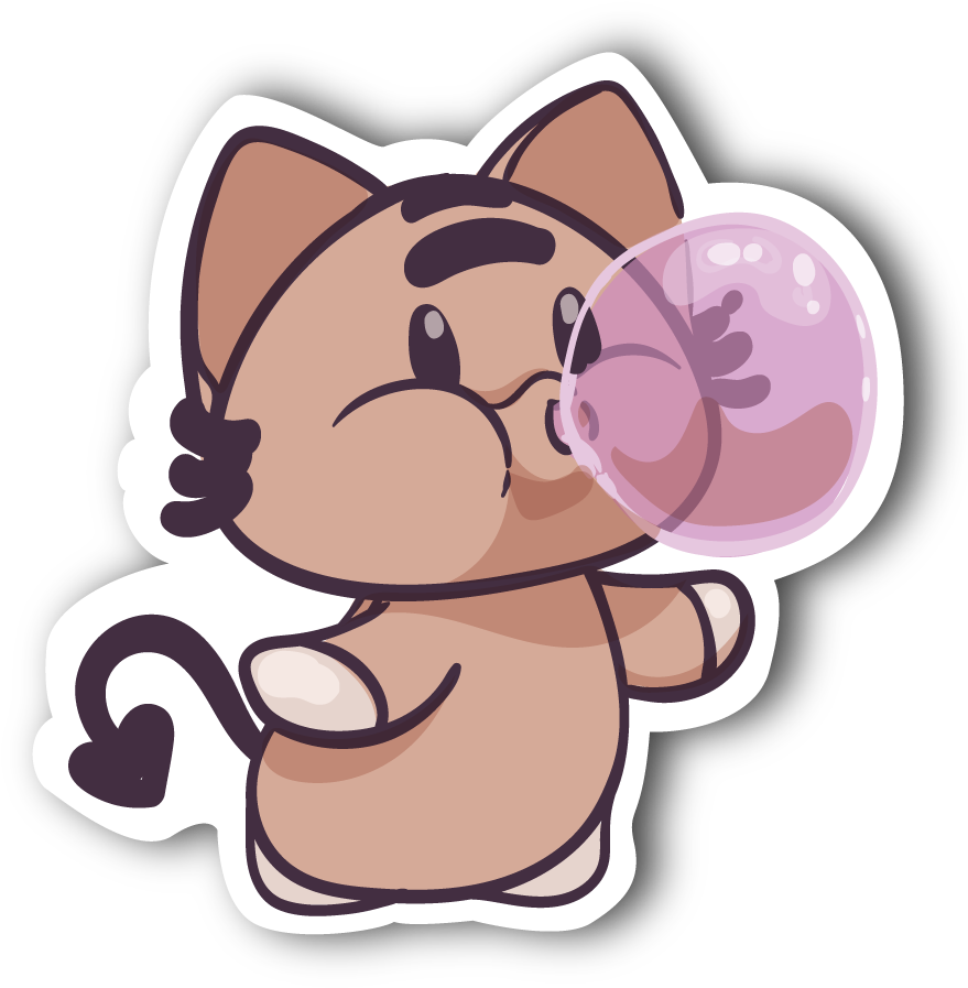 Animated Cat Blowing Bubble PNG
