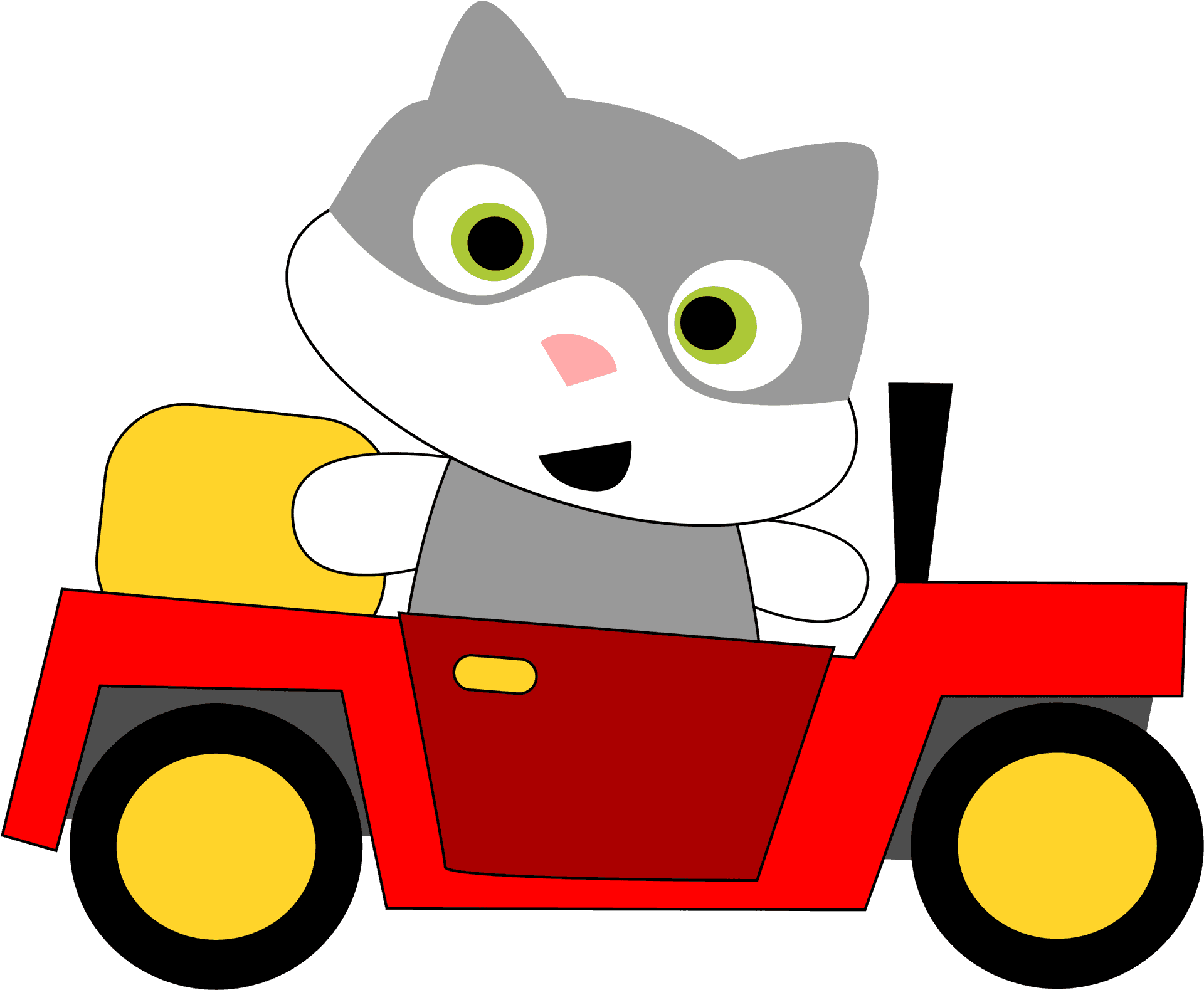 Animated Cat Driving Cartoon Vehicle PNG
