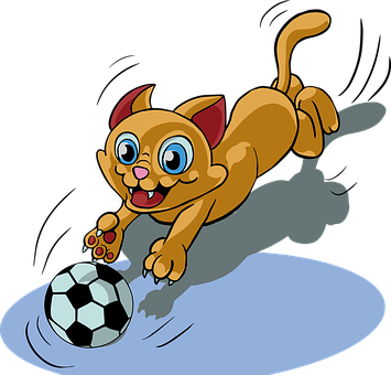 Animated Cat Playing Soccer PNG