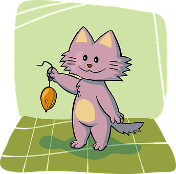 Animated Catwith Fish Toy PNG