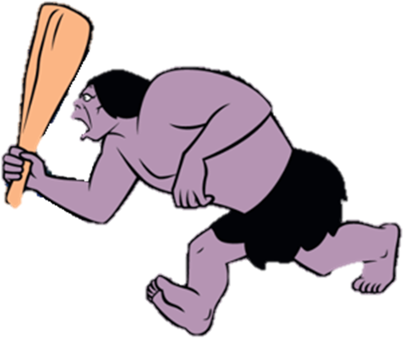 Animated Caveman Running With Club PNG