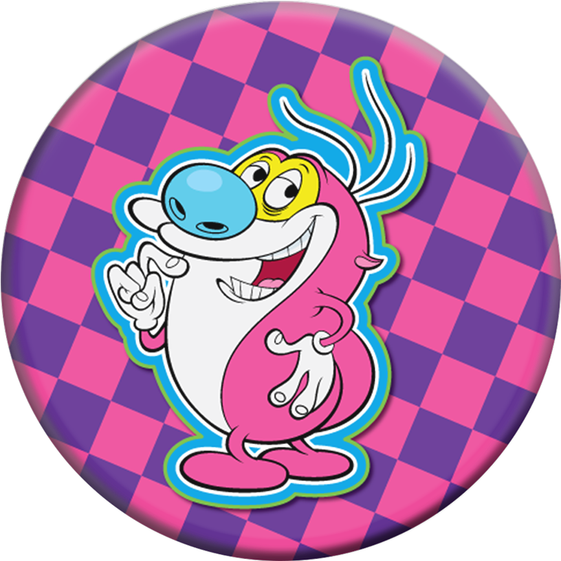 Animated Character Checkered Background Badge PNG