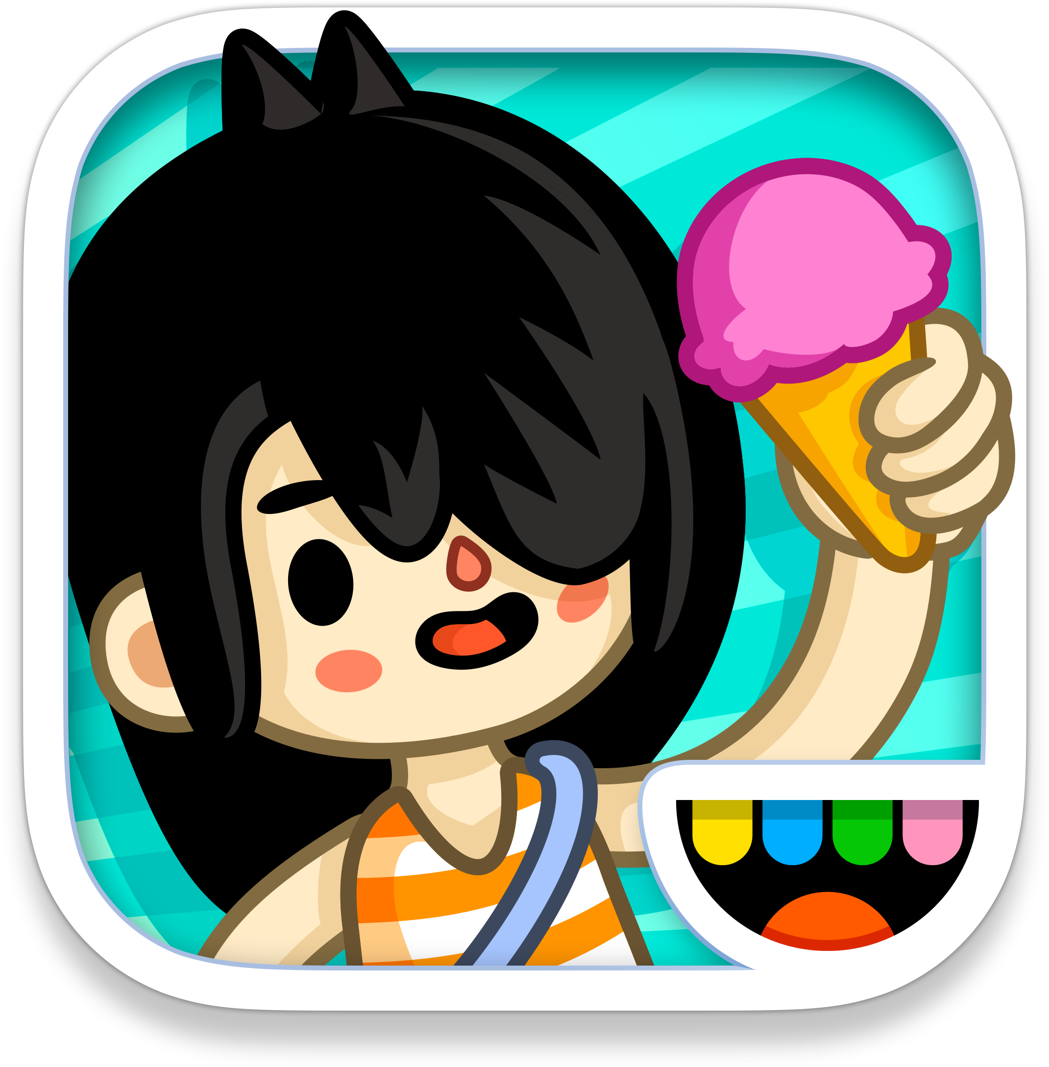 Animated Character Enjoying Ice Cream PNG