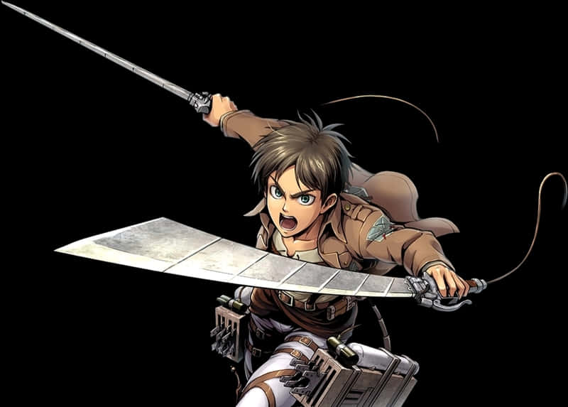 Animated Character Eren Attack Stance PNG