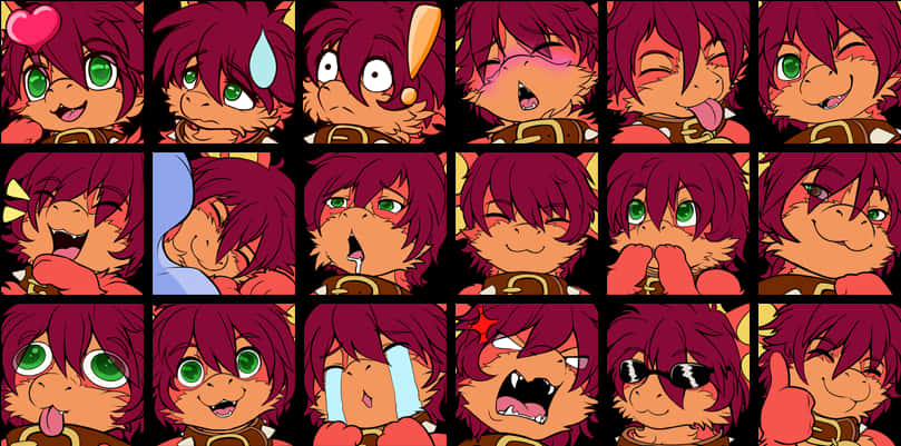 Animated_ Character_ Expressions_ Collage PNG