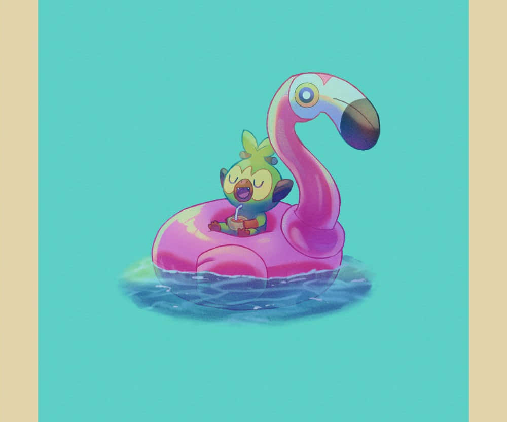 Animated Character Flamingo Floatie Wallpaper