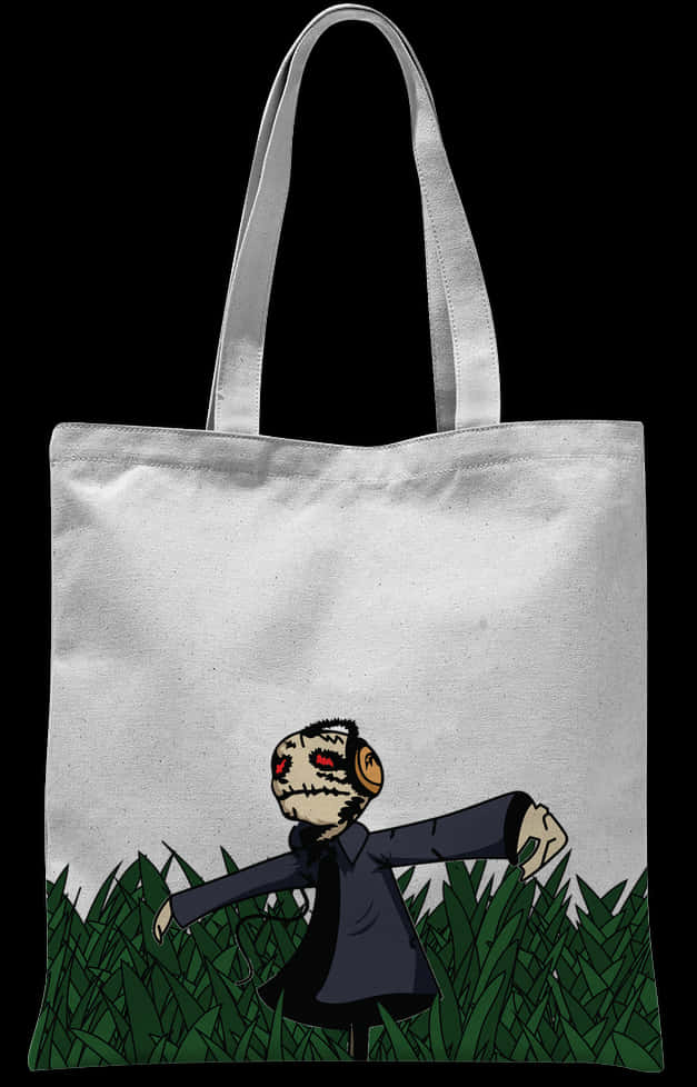 Animated Character Grass Print Tote Bag PNG