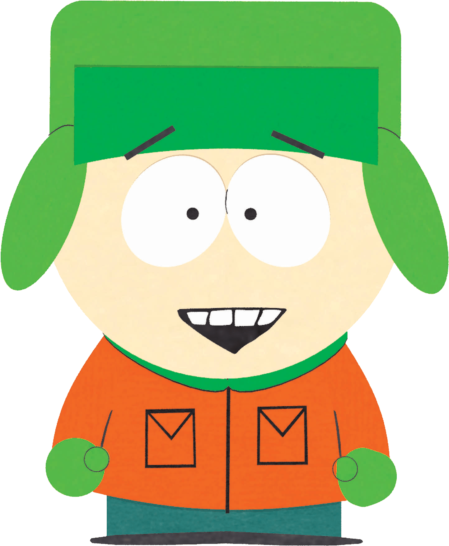 Animated Character Green Cap Orange Jacket PNG