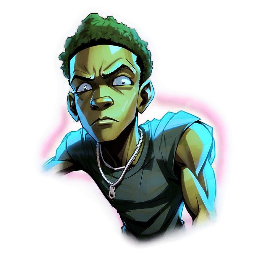 Animated Character Green Hair Attitude PNG