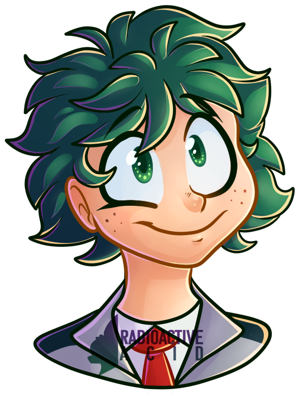 Animated Character Green Hair Red Tie PNG