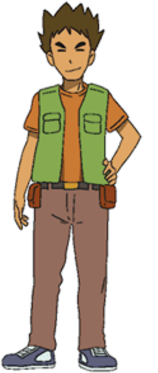 Animated Character Green Vest Brown Pants PNG