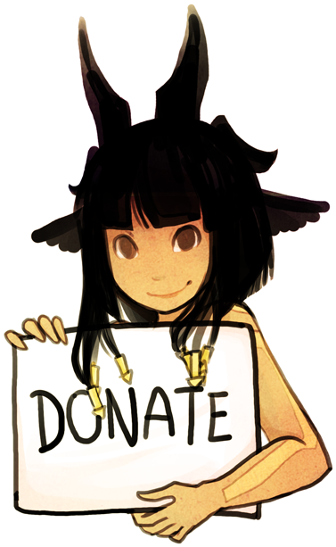 Animated Character Holding Donate Sign PNG