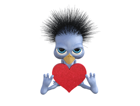 Animated Character Holding Heart PNG
