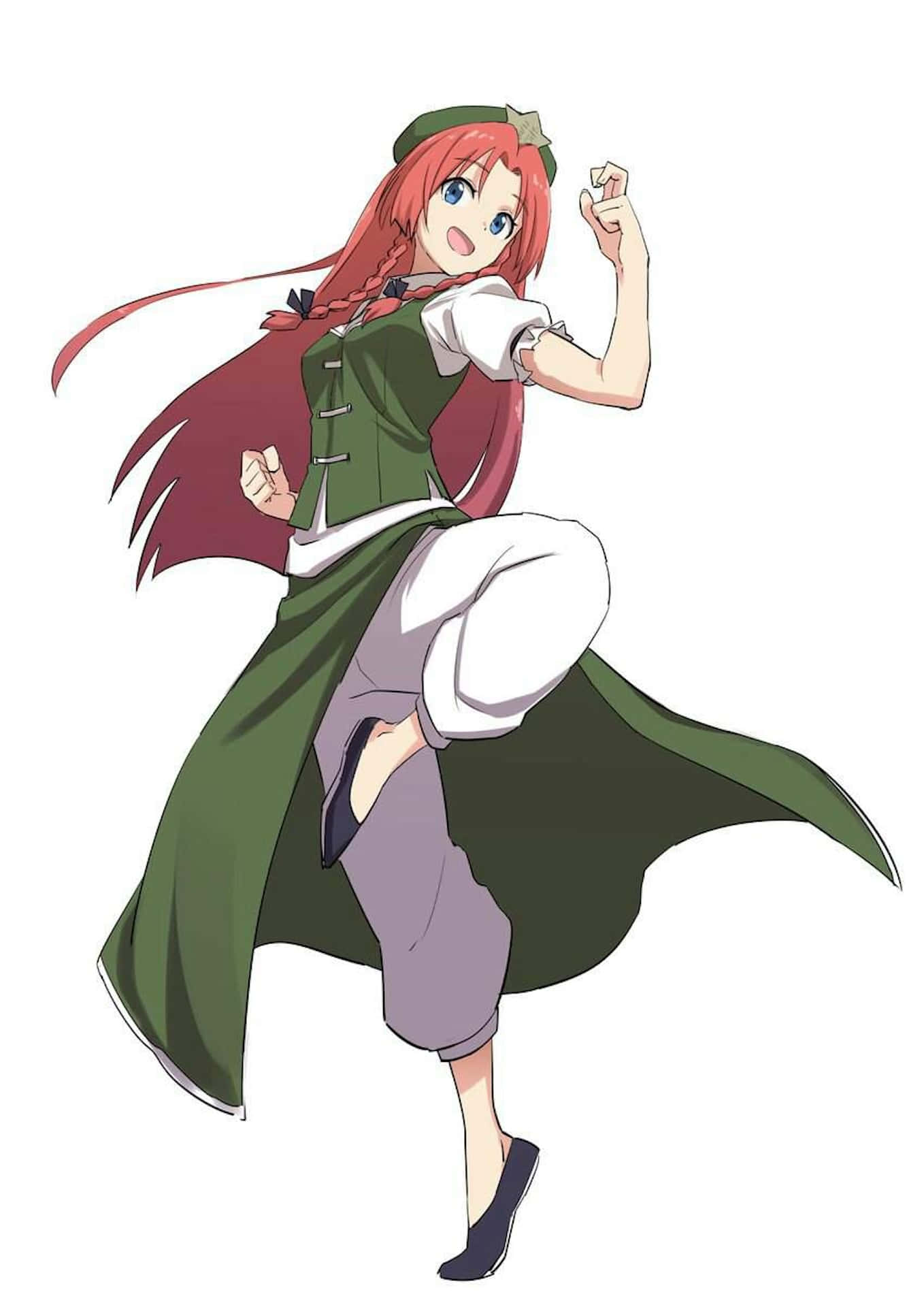 Animated Character Hong Meiling Action Pose Wallpaper