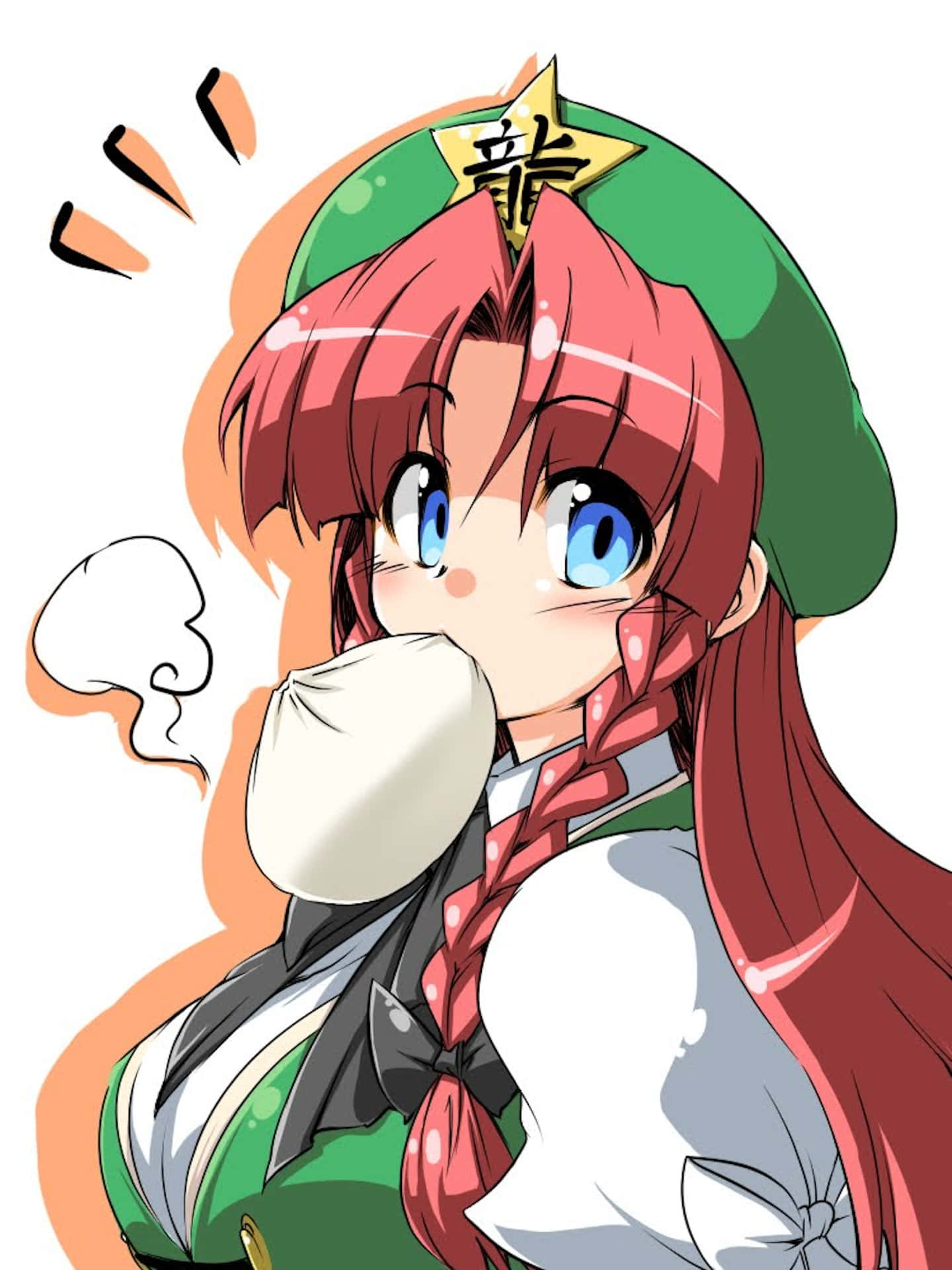 Animated Character Hong Meiling Puffing Cheeks Wallpaper