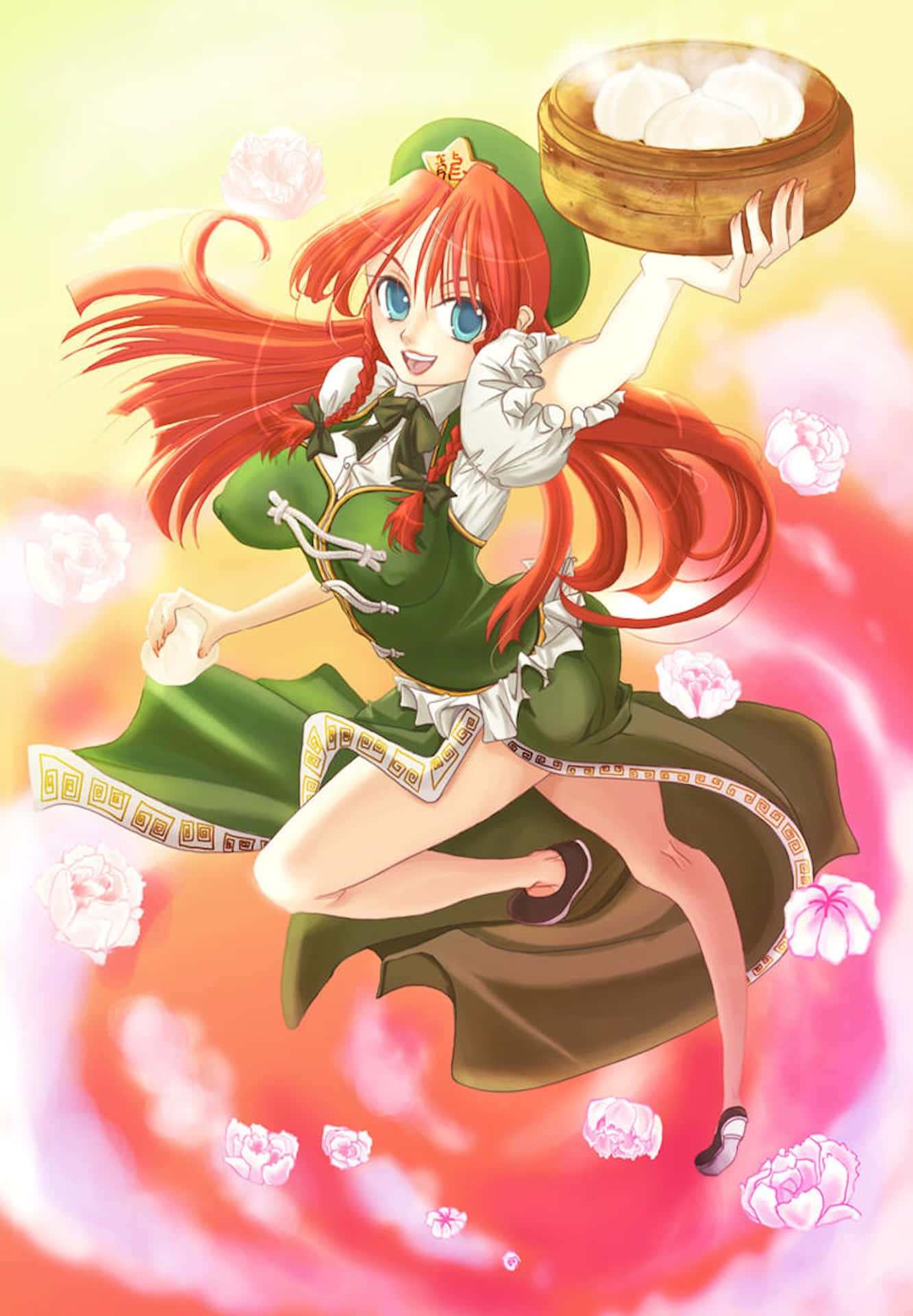 Animated Character Hong Meiling With Dumplings Wallpaper