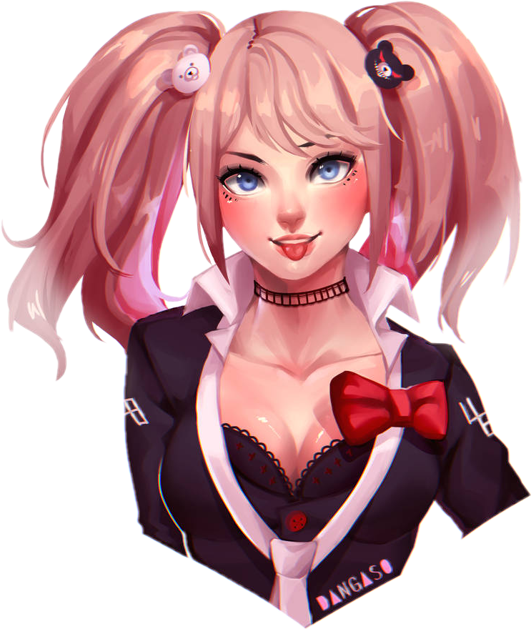 Animated Character Junko Enoshima Stylized Portrait PNG