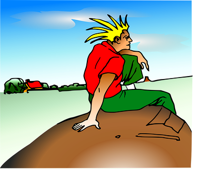 Animated Character Looking Into Distance PNG