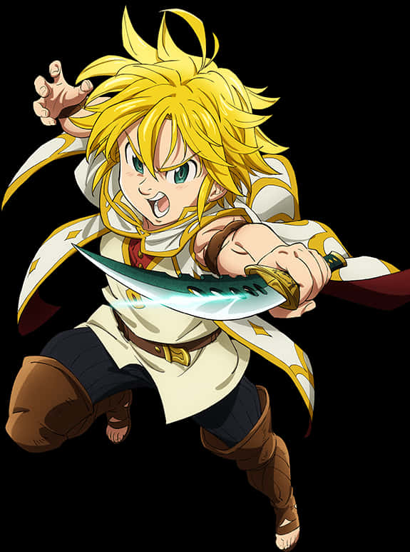 Animated Character Meliodas Action Pose PNG