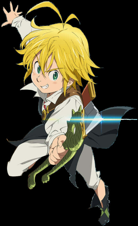 Animated Character Meliodas Action Pose PNG