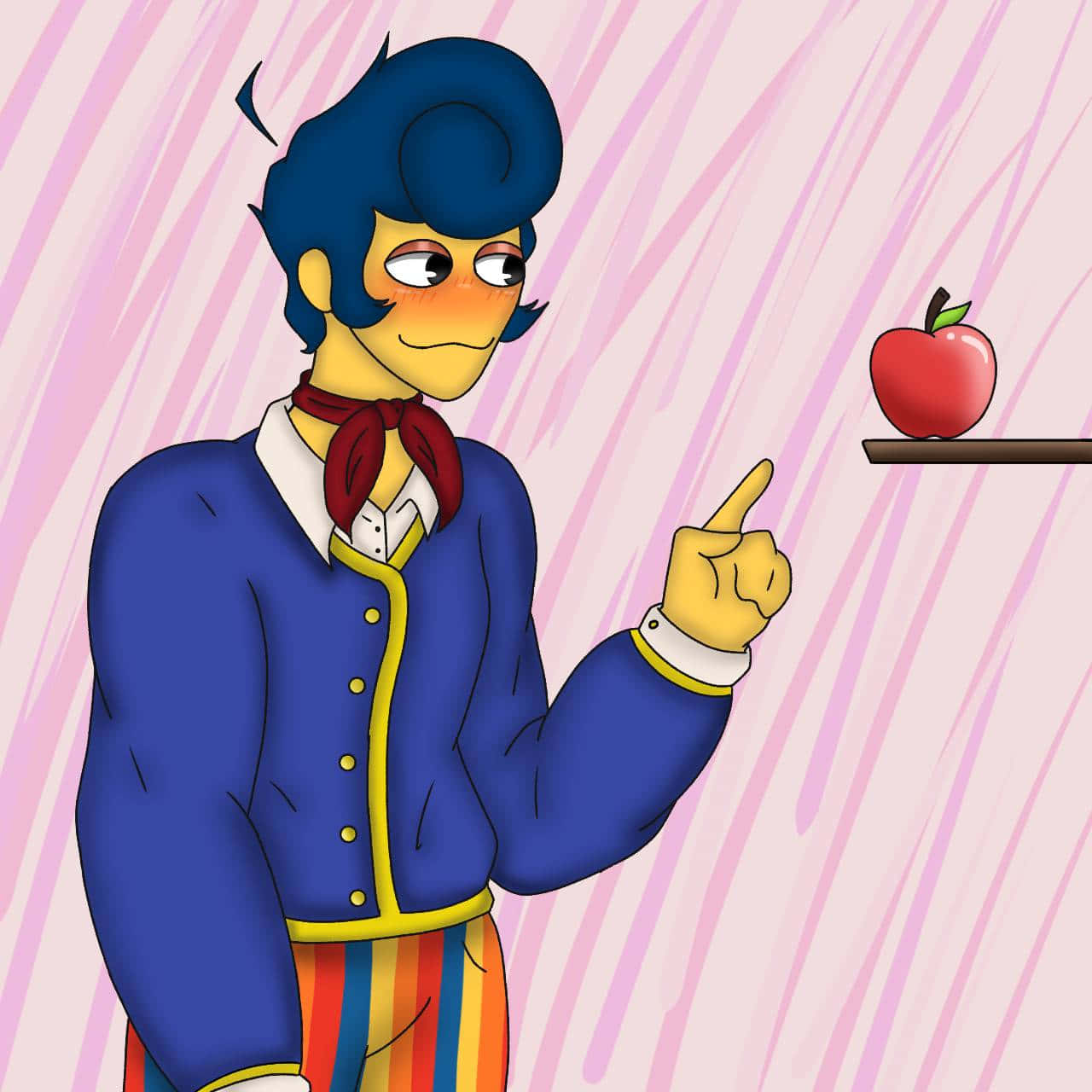 Animated Character Pointingat Apple Wallpaper