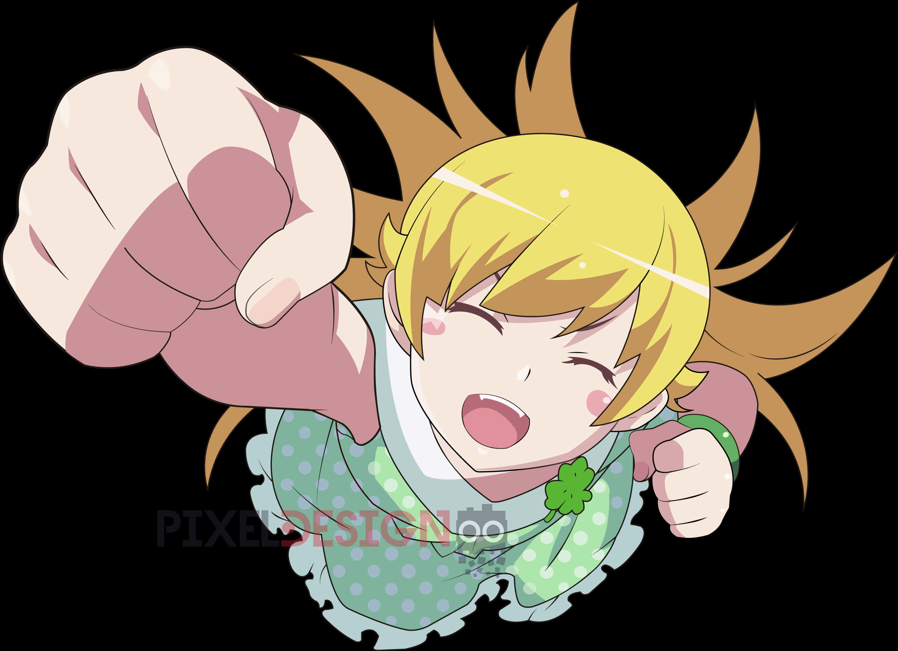 Animated Character Punching Forward PNG