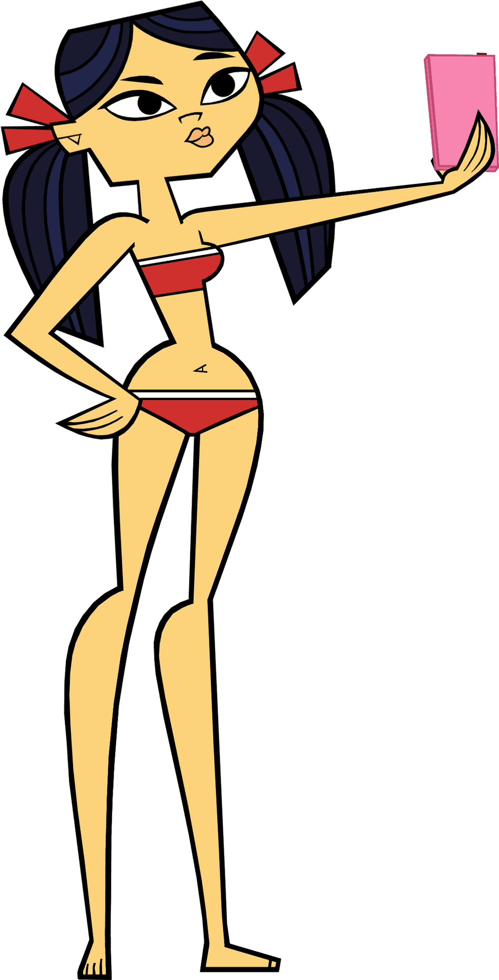 Animated Character Red Bikini Selfie PNG