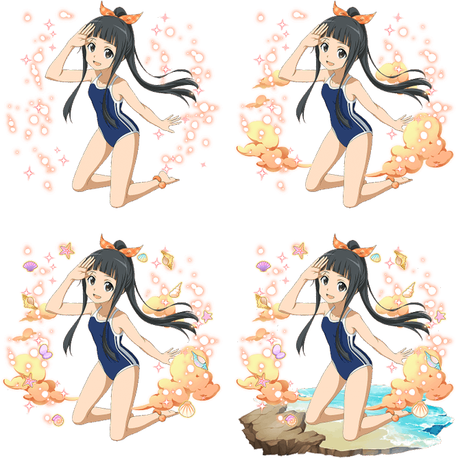 Animated Character Swimsuit Beach Scene PNG