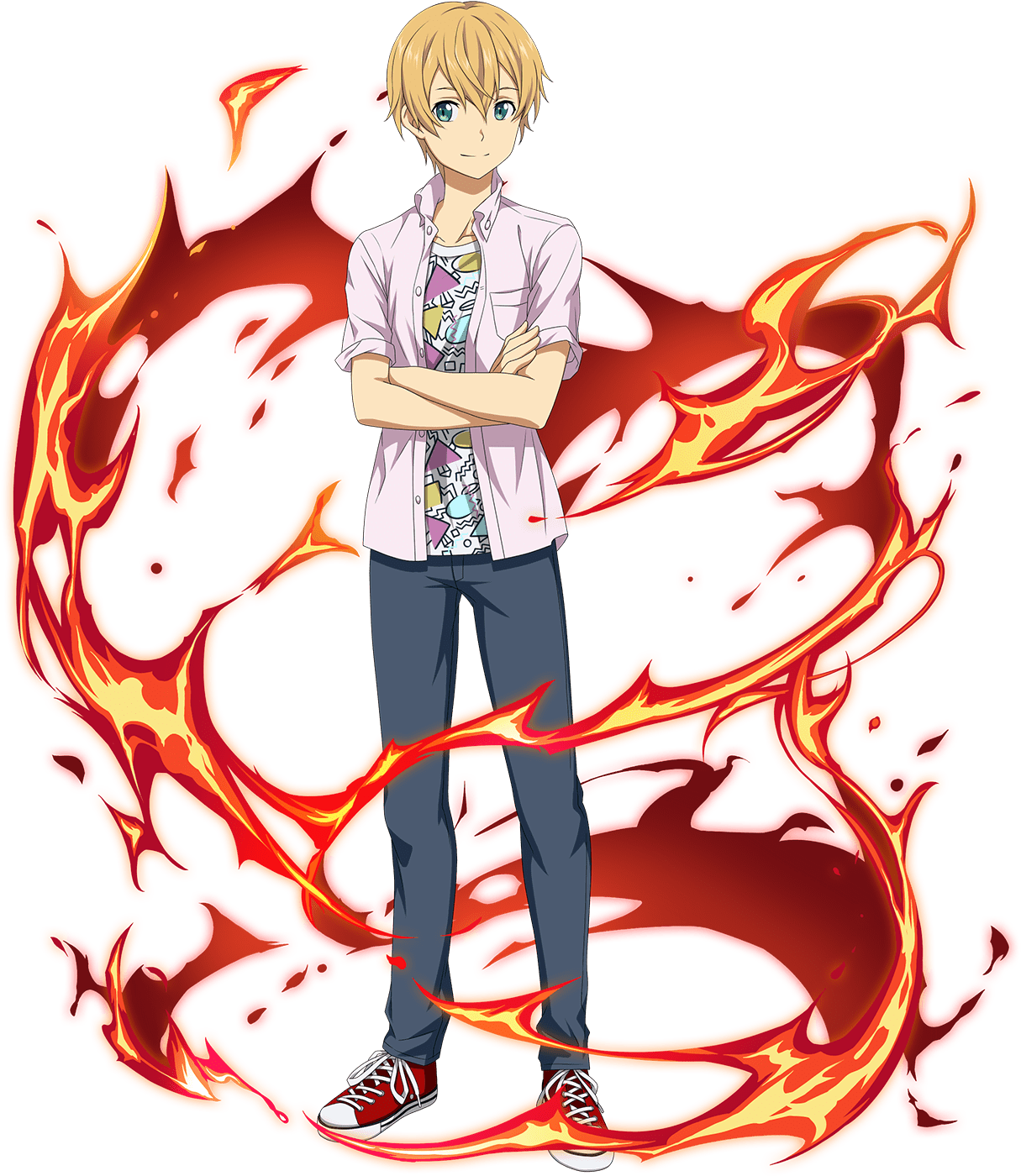 Animated Character With Fire Element PNG