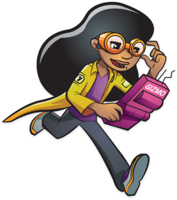 Animated Character With Gizmo Bag PNG