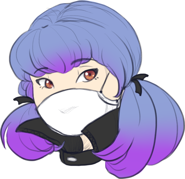 Animated Character With Purple Hairand Mask PNG