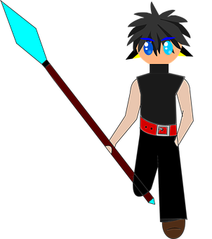 Animated Character With Spear PNG