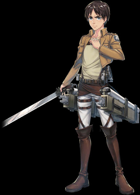Animated Character With Sword Gear PNG