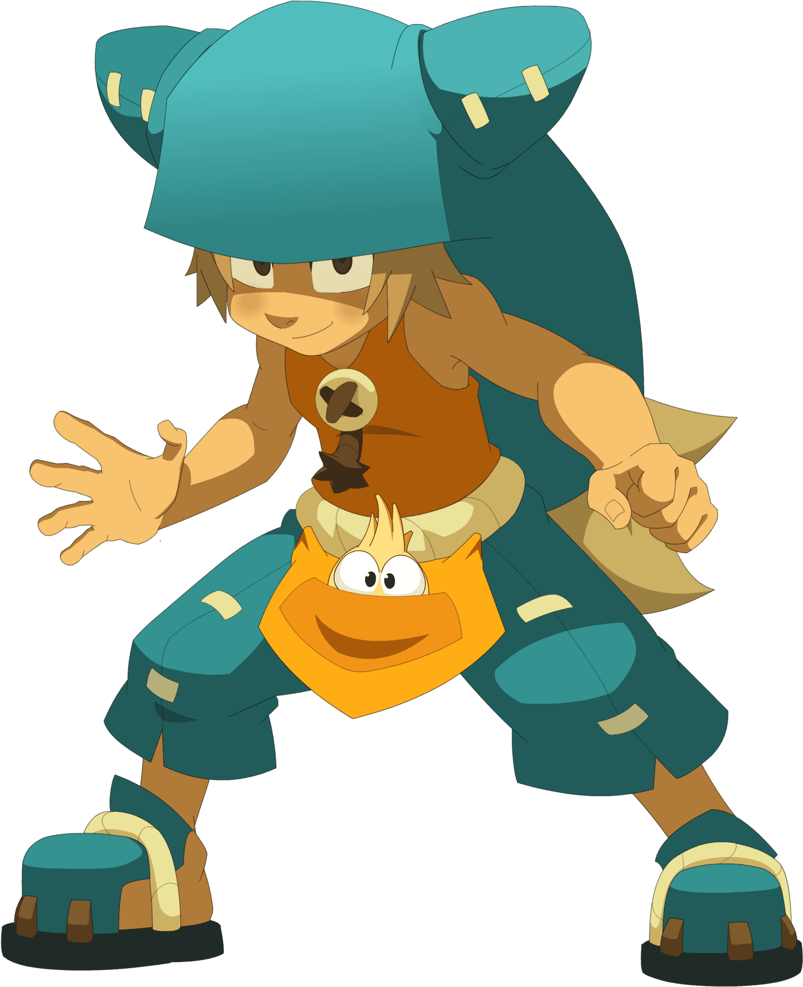 Animated Characterin Blue Hatand Orange Clothes PNG