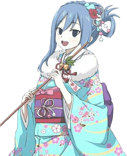 Animated Characterin Blue Kimono PNG