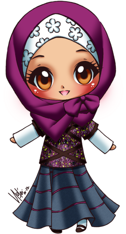 Animated Characterin Hijab PNG