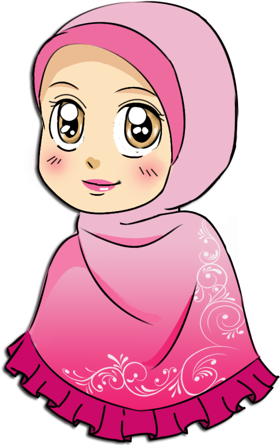 Animated Characterin Pink Hijab PNG