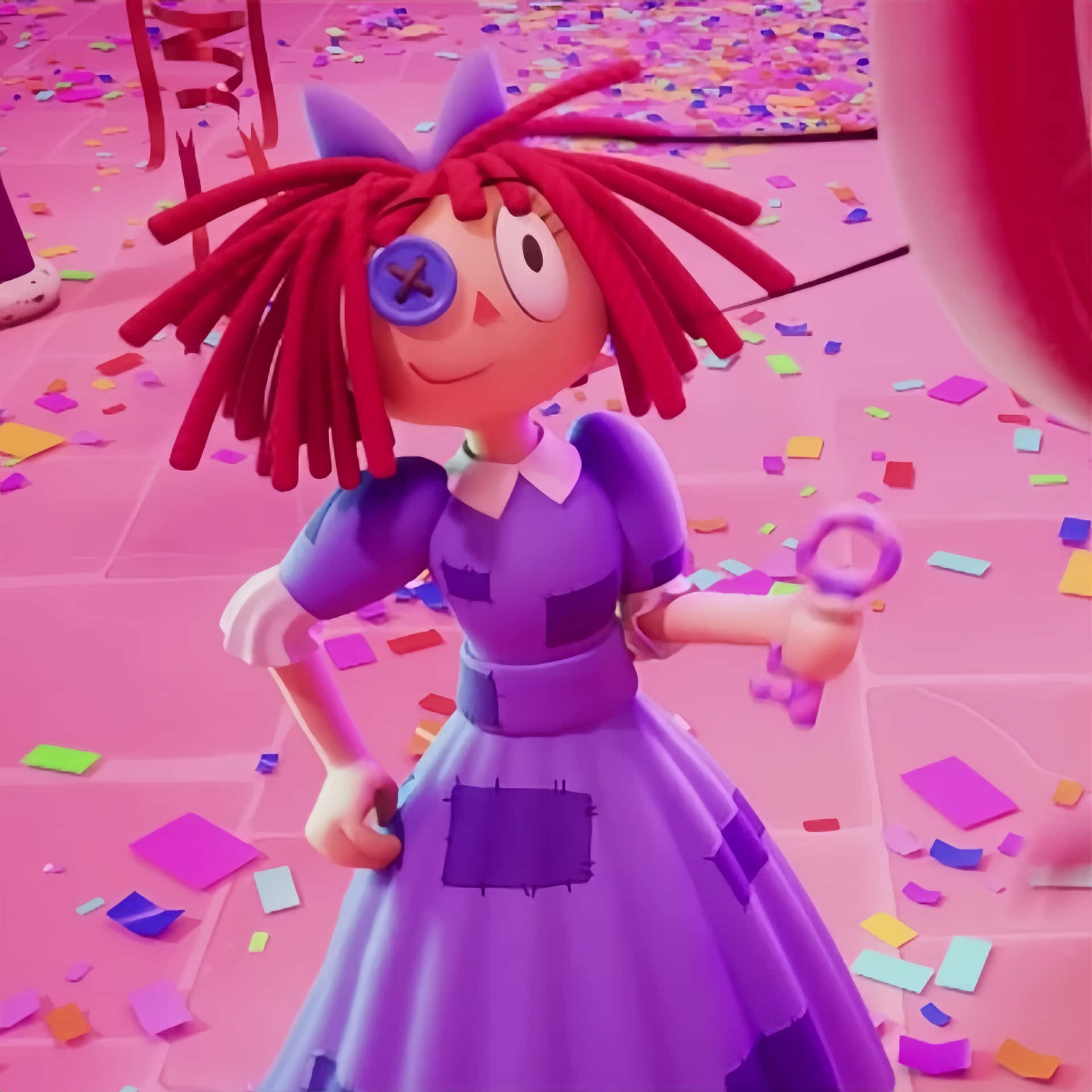 Animated Characterin Purple Dress Wallpaper