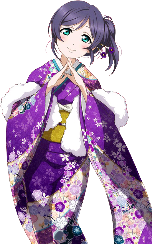 Animated Characterin Purple Kimono PNG