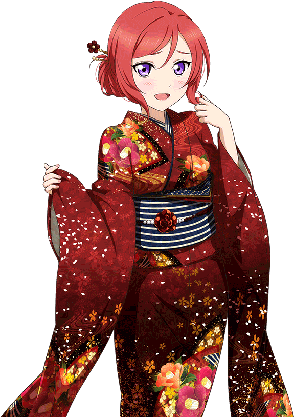 Animated Characterin Red Kimono PNG