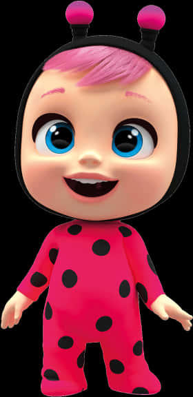 Animated Characterin Red Polka Dot Suit PNG