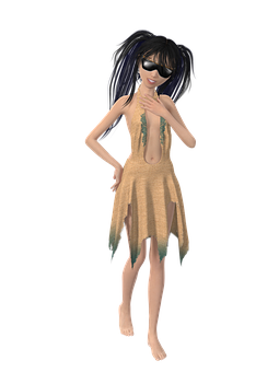 Animated Characterin Sunglassesand Dress PNG